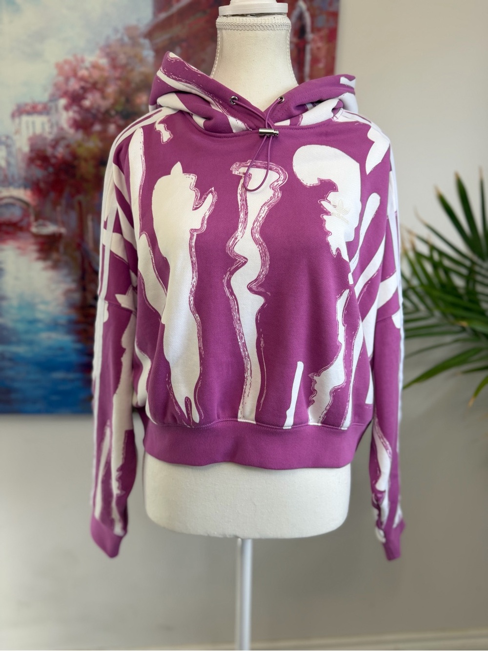 adidas Originals x Thebe Magugu Graphic Cropped Hoodie Lilac HK5196 S